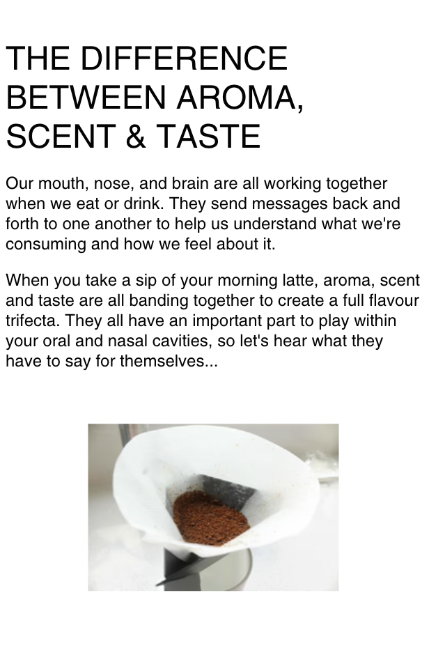 Text about coffee scent and taste